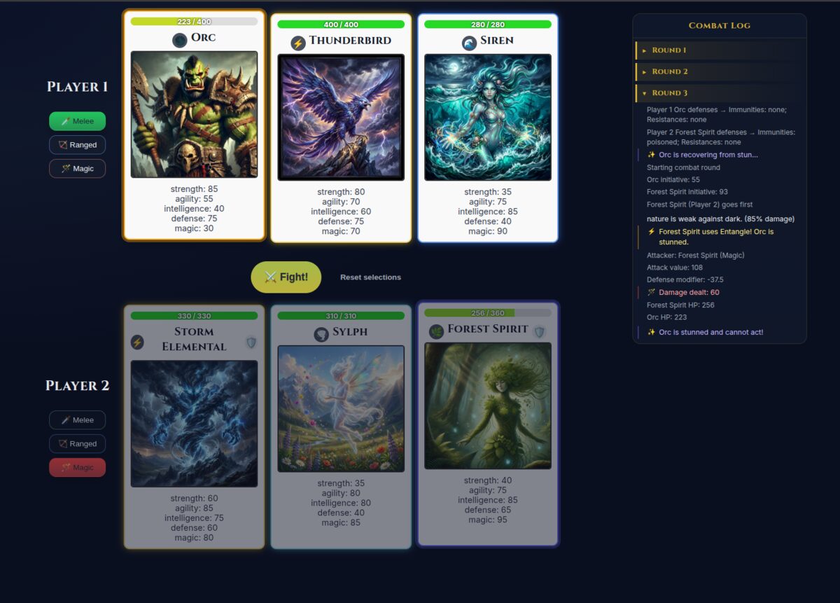 Fantasy Card Game Screenshot