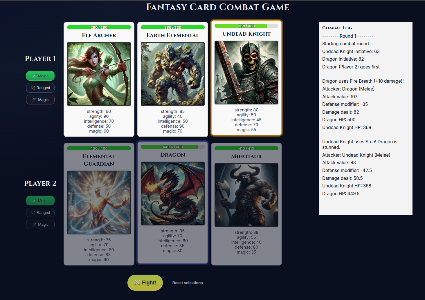 Fantasy Card Game Screenshot