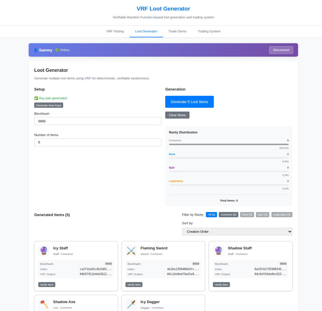 VRF Loot Generator Screenshot